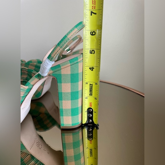 Loeffler Randall Natalia Pleated Plaid Platform Sandals Women's Green Size 7 NEW - Picture 7 of 13